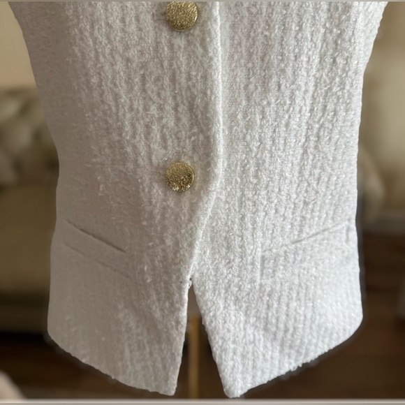 Nanette Lapore White Tweed Vest Size Medium NWT - Picture 3 of 7